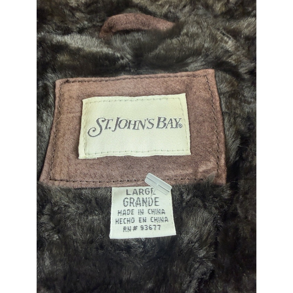 Y2K St.John's Bay Women's Large Brown Suede,Faux Sherling Coat/Jacket-CLEAN - Picture 3 of 10